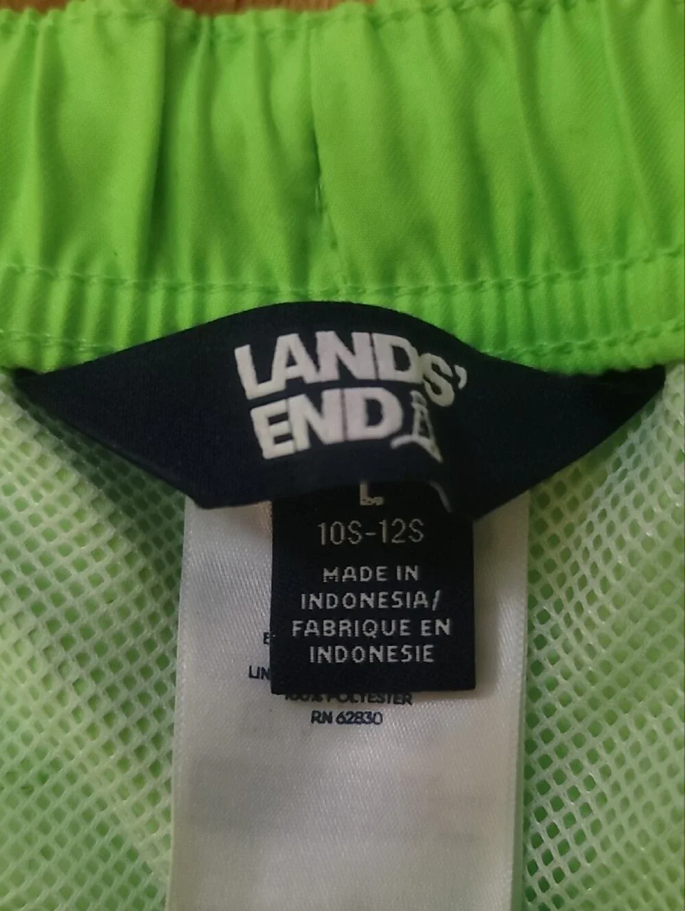 Lands' End Neon Green Mesh-Lined Swim Trunks & Wonder Nation Swim Trunks Boys